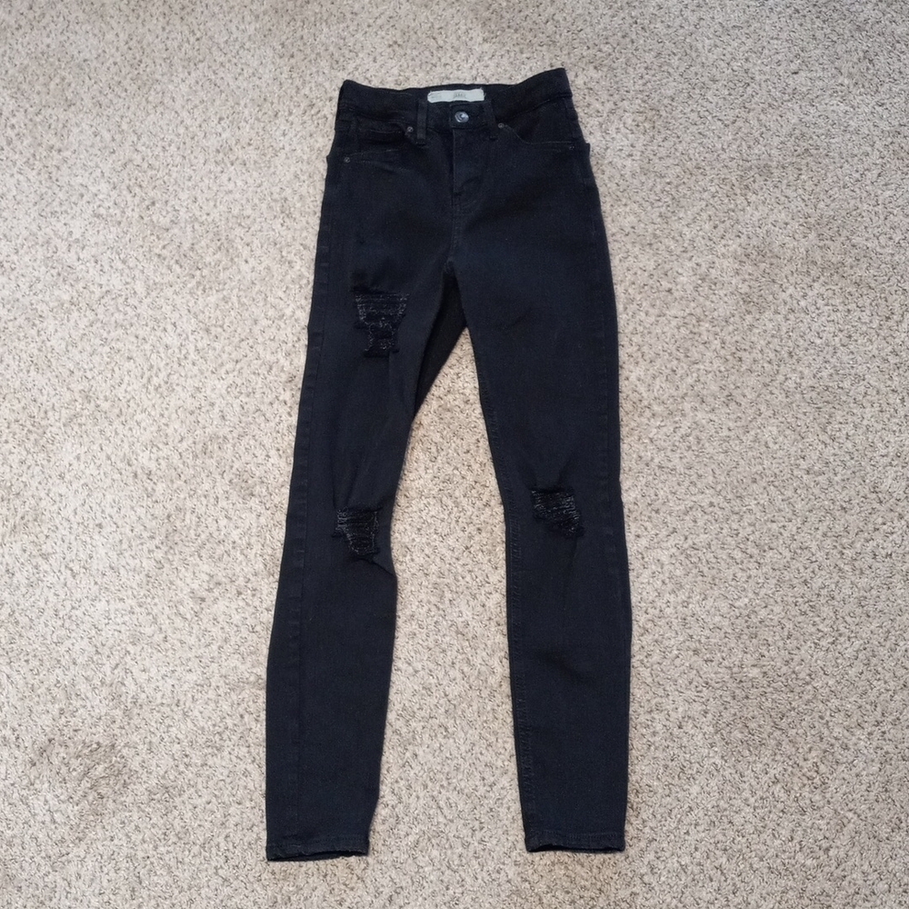TOPSHOP W25 to fit L30 black distressed skinny jeans